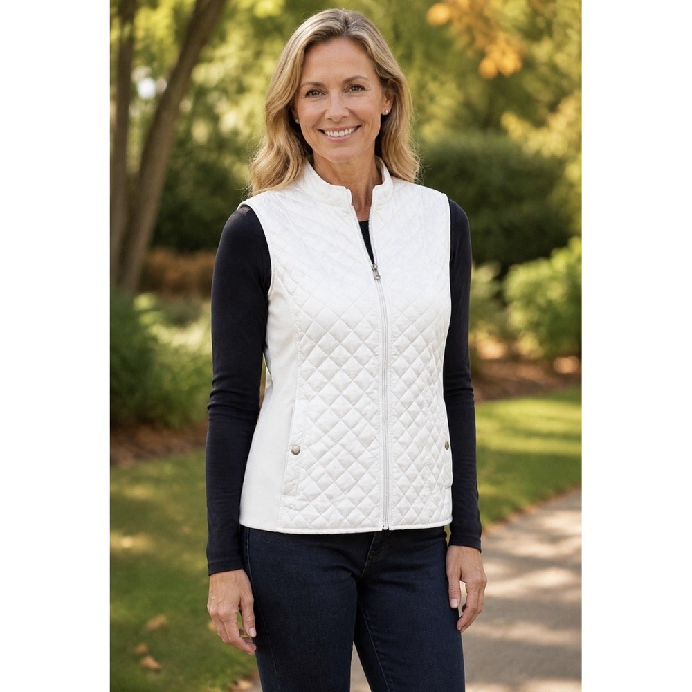 Kim Rogers Quilted Vest White Puffer XL Stretch Gorpcore Prep Outdoor Fall